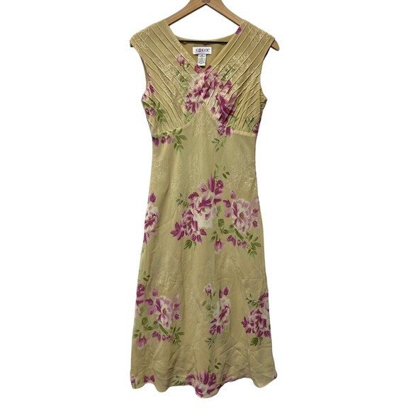Vintage Romantic Fully Lined JG Hook Sleeveless Floral Midi Dress 90s Y2K Sz 6P - Picture 1 of 12